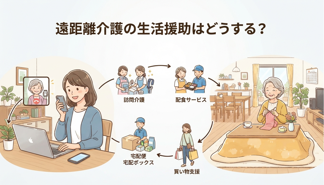 遠距離介護の生活援助はどうする？家族が抱え込まず「任せる」仕組みとサービスを解説