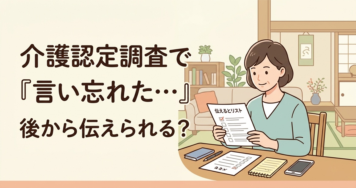 介護認定調査で『言い忘れた…』後から伝えられる？家族が後悔しない準備と対策